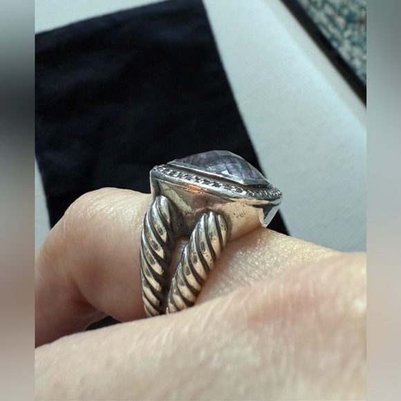 David Yurman Albion 14mm Amethyst & Diamond Ring | Sterling Silver | Siz… - Picture 7 of 10